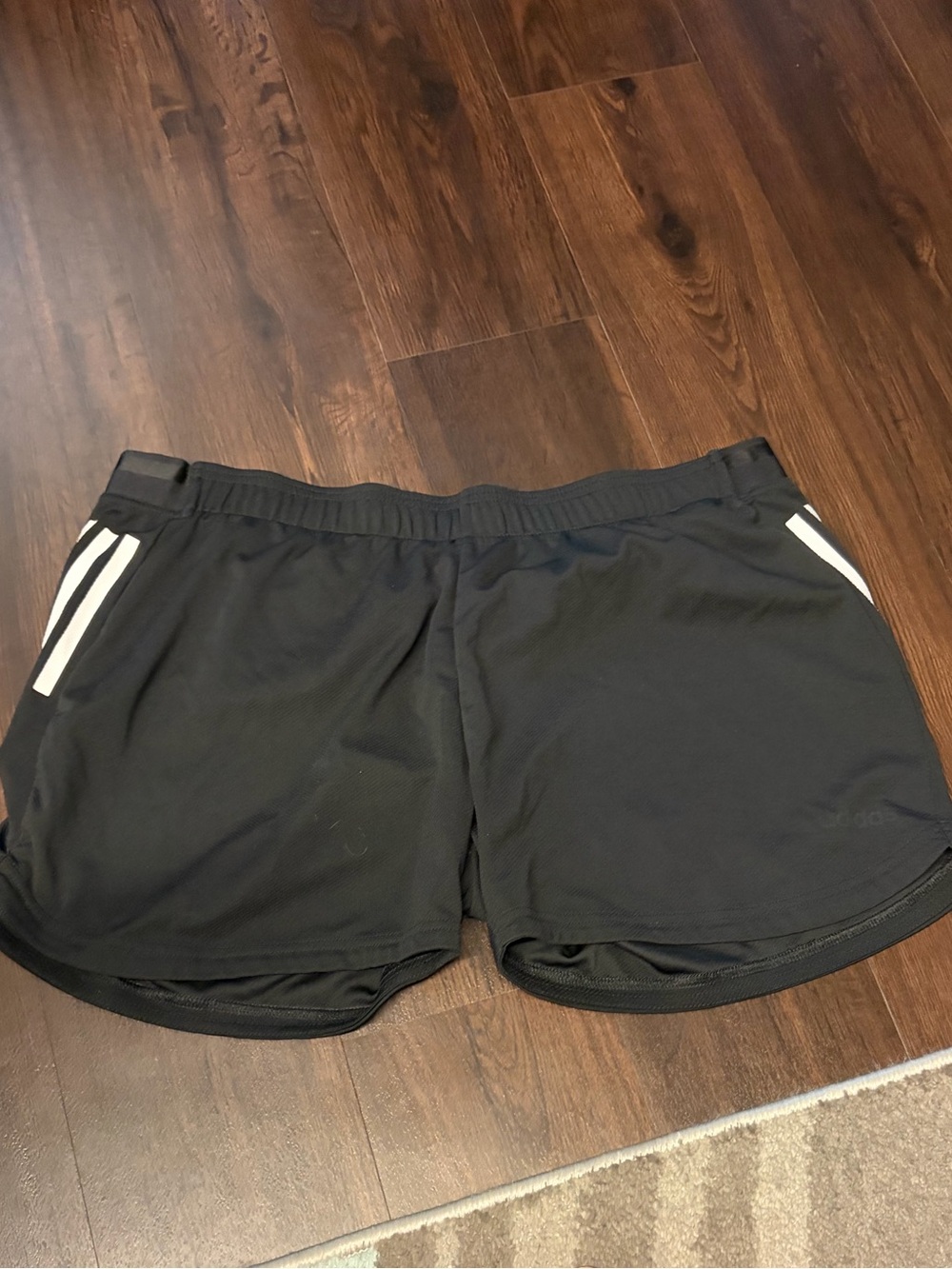adidas Black Athletic Shorts with White Side Stripes
